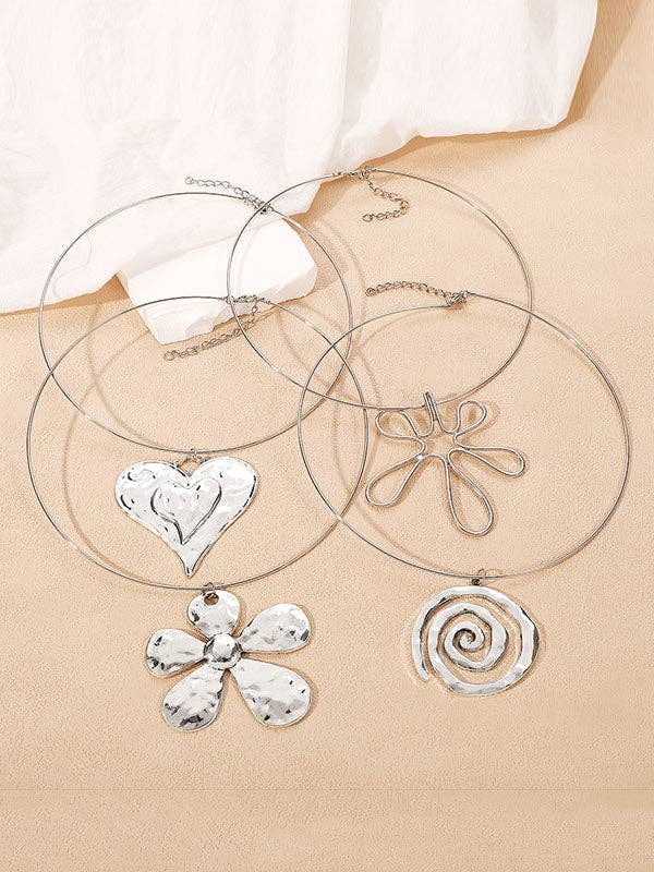 Heart Shape Necklaces Accessories: SILVER / One_size