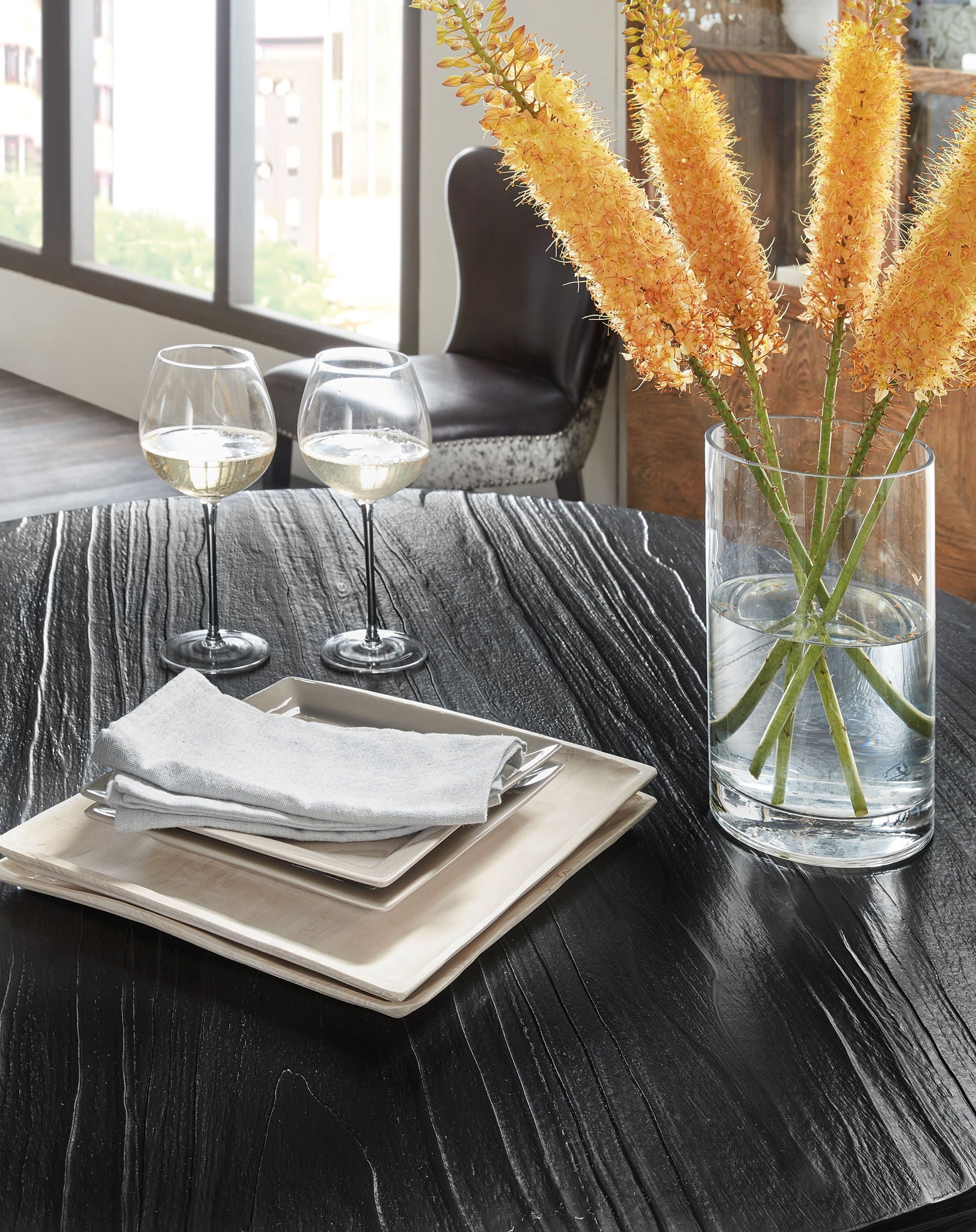 Chapman - Shou Sugi Ban Petite Round Dining Table - Black