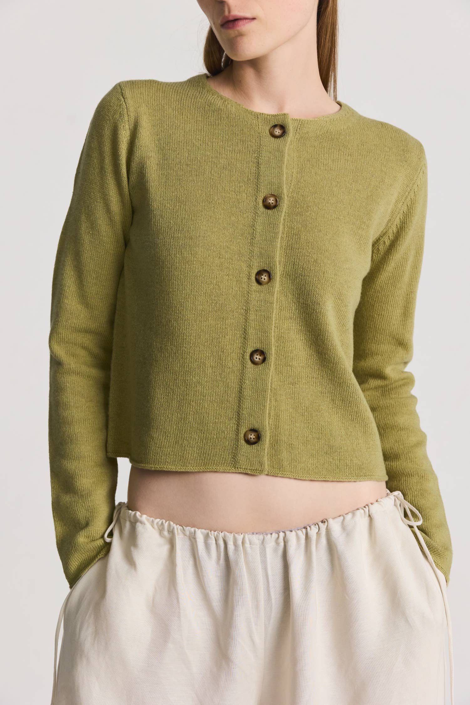 The Molly Cardigan | Lightweight Cropped Cardigan: SAND / LARGE
