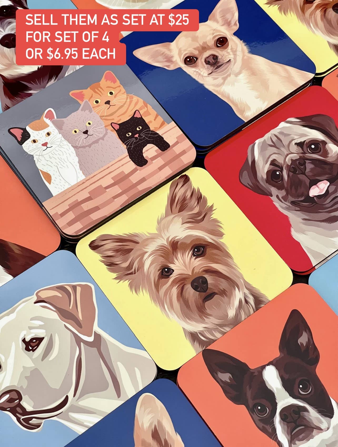 Set of 4 MDF Coasters - Yorkie Yorkshire Terrier