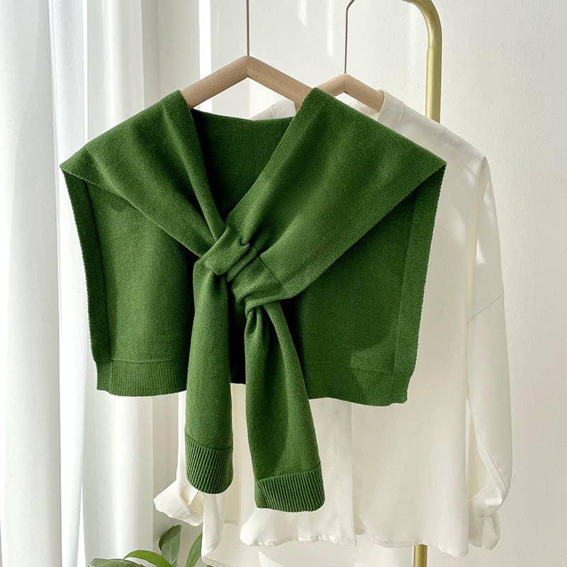 Knitted Crossed Solid Shawl: White / 90cm