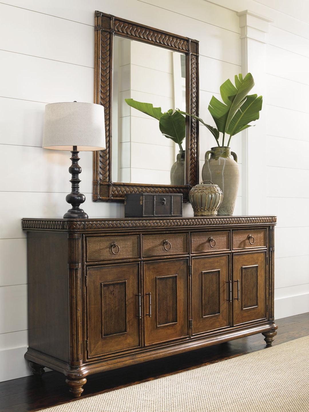 Bali Hai - Sunrise Landscape Mirror - Dark Brown