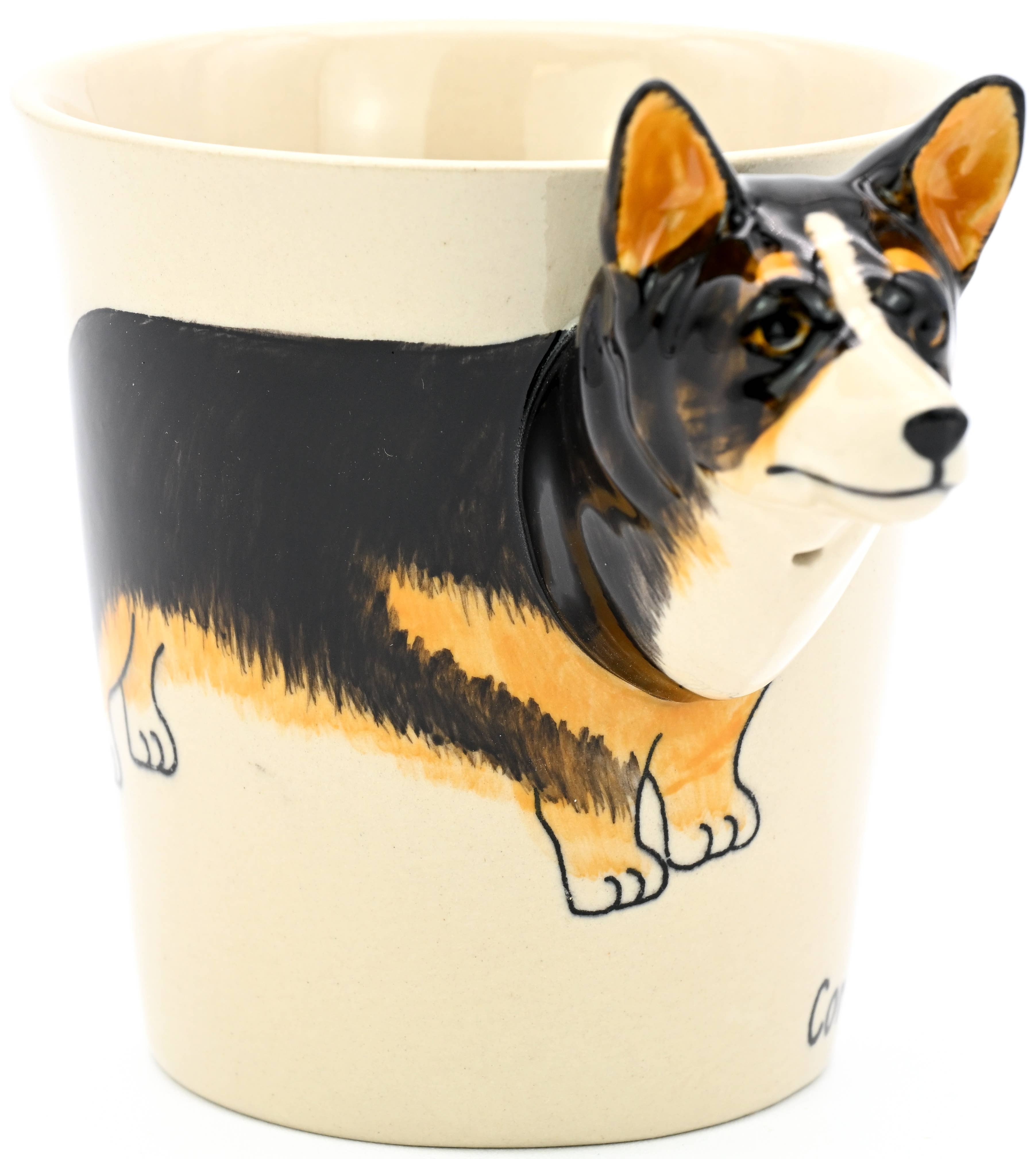MUG16BLACK Corgi black mug 10 oz