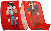 Nutcracker Scroll Wired Edge Ribbon, Red, 2-1/2 In, 10 Yards