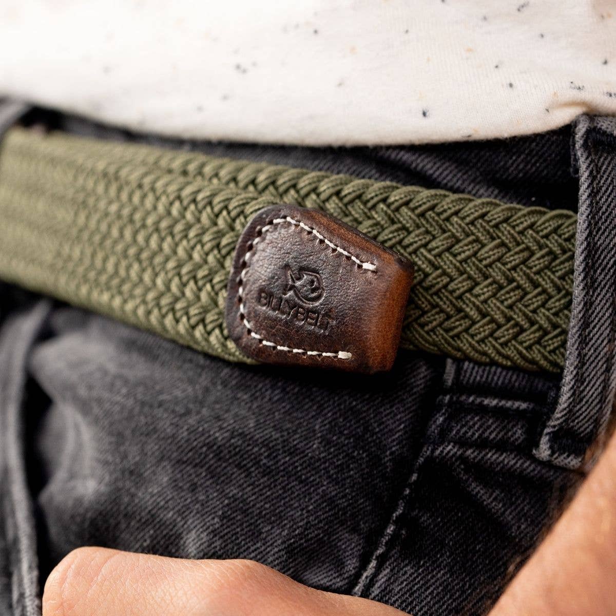 Army Green Elastic Braided Belt: Size 1