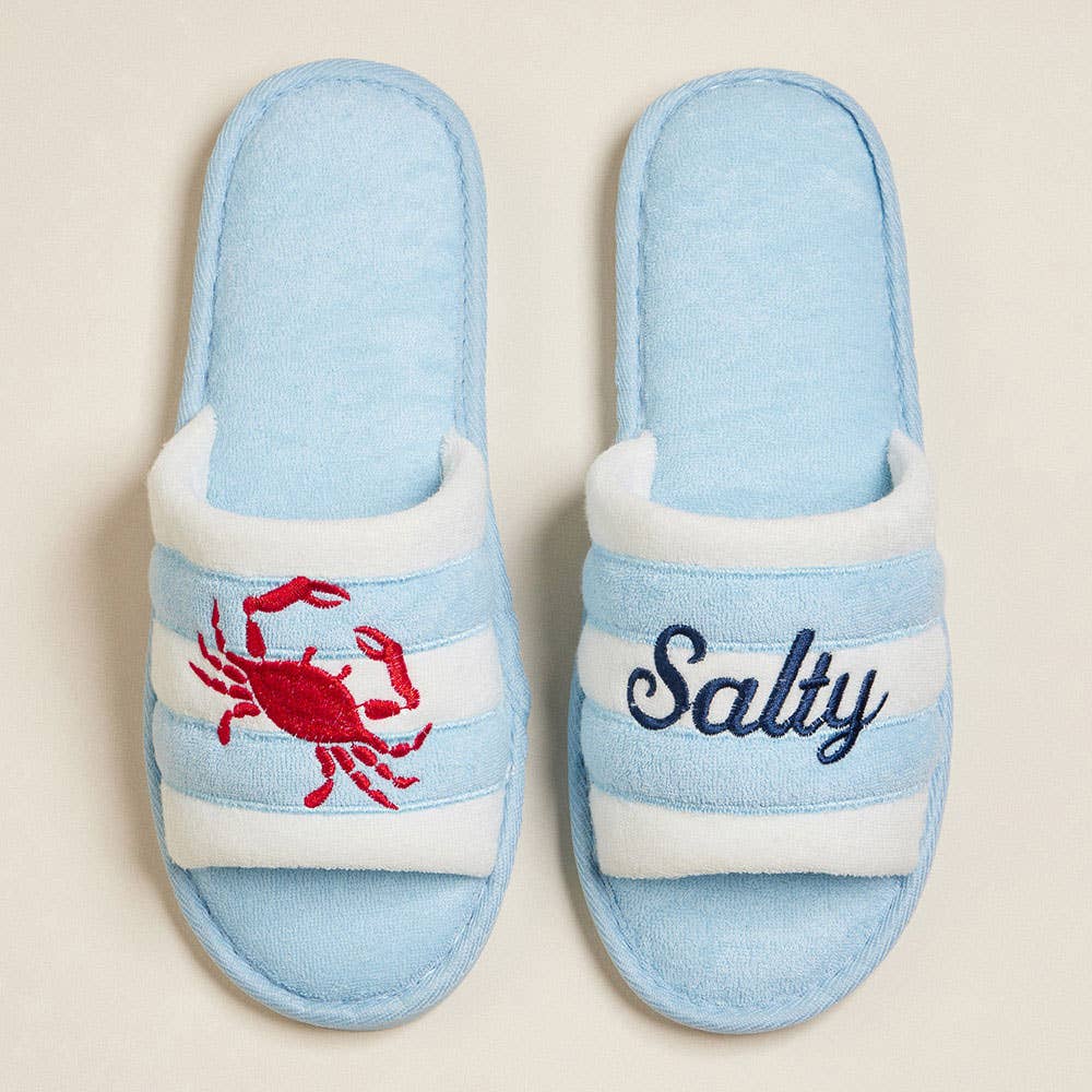 6Pairs Crab Salty Embroidered Striped Indoor Floor Slippers: Pink