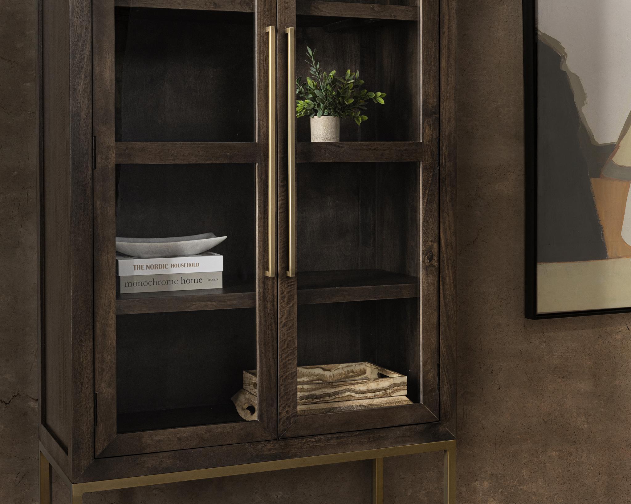 Freemont - Solid Wood Tall Cabinet - Kona Brown