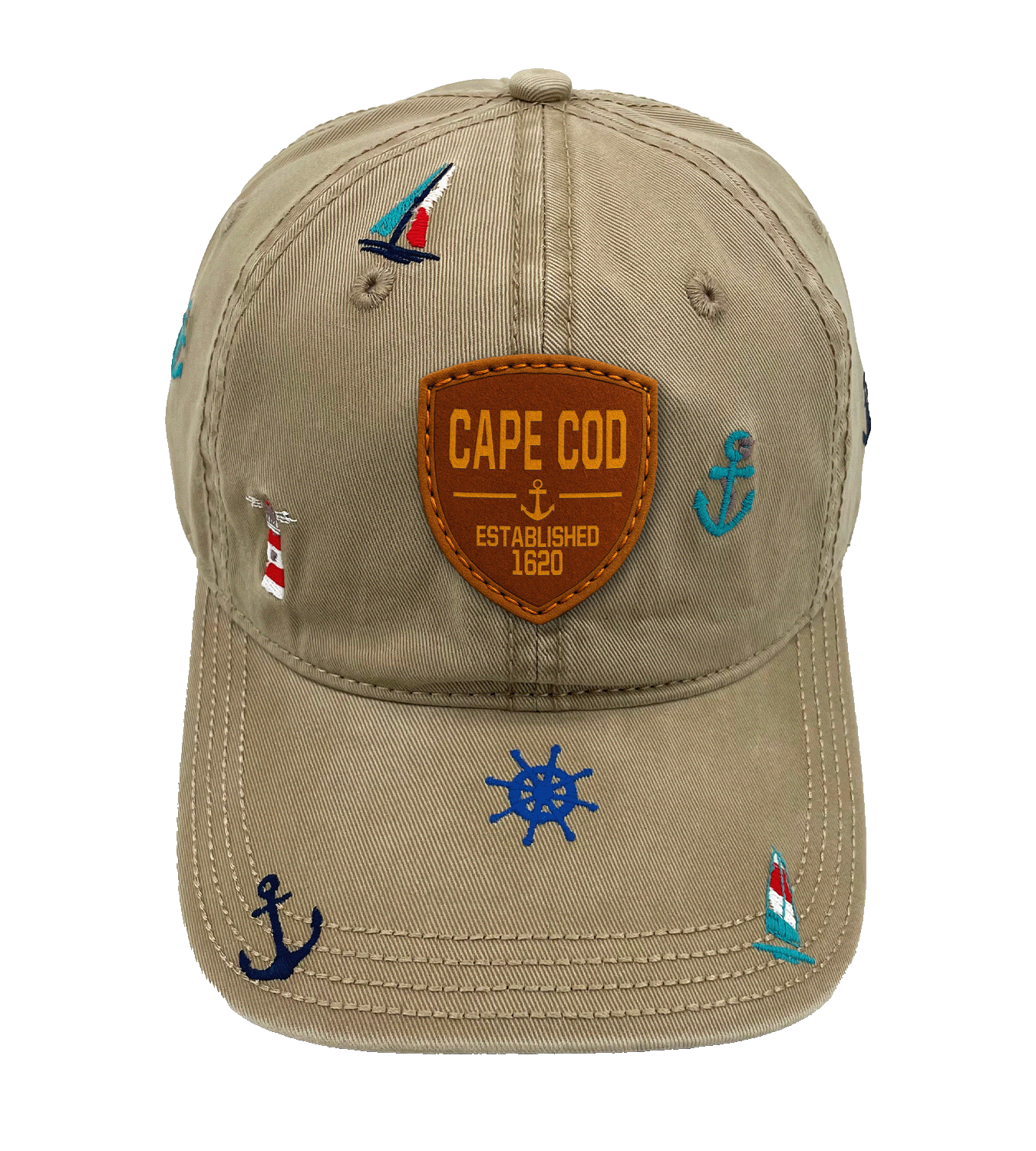 Cape Cod Coastal Embroidered Baseball Cap, Nautical Anchor Sailboat Beach Hat for Ocean Lovers