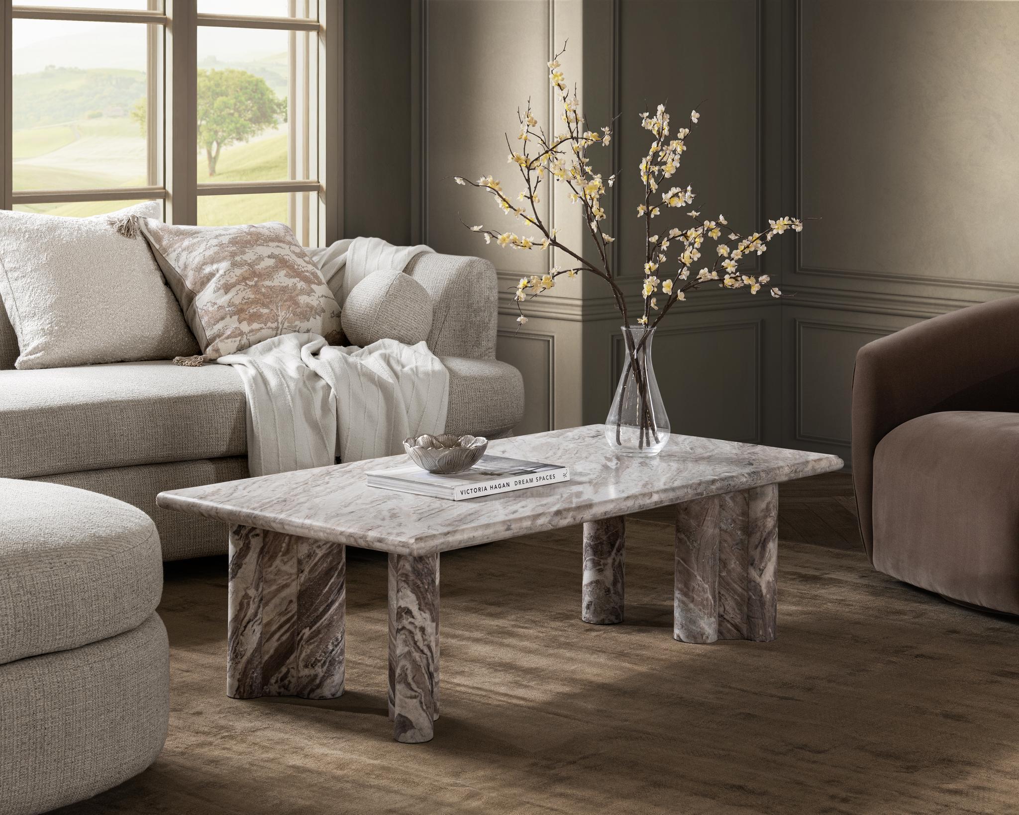 Bowman - Marble Rectangular Coffee Table - Rusty Gray