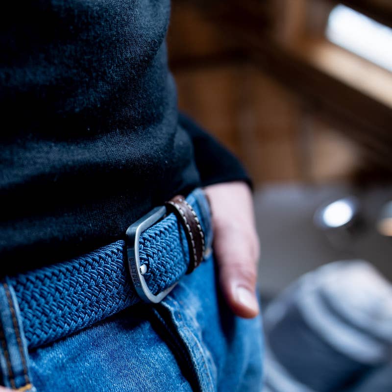 Air Force Blue elastic woven belt - Best seller!: Size 1 - 33"/39"