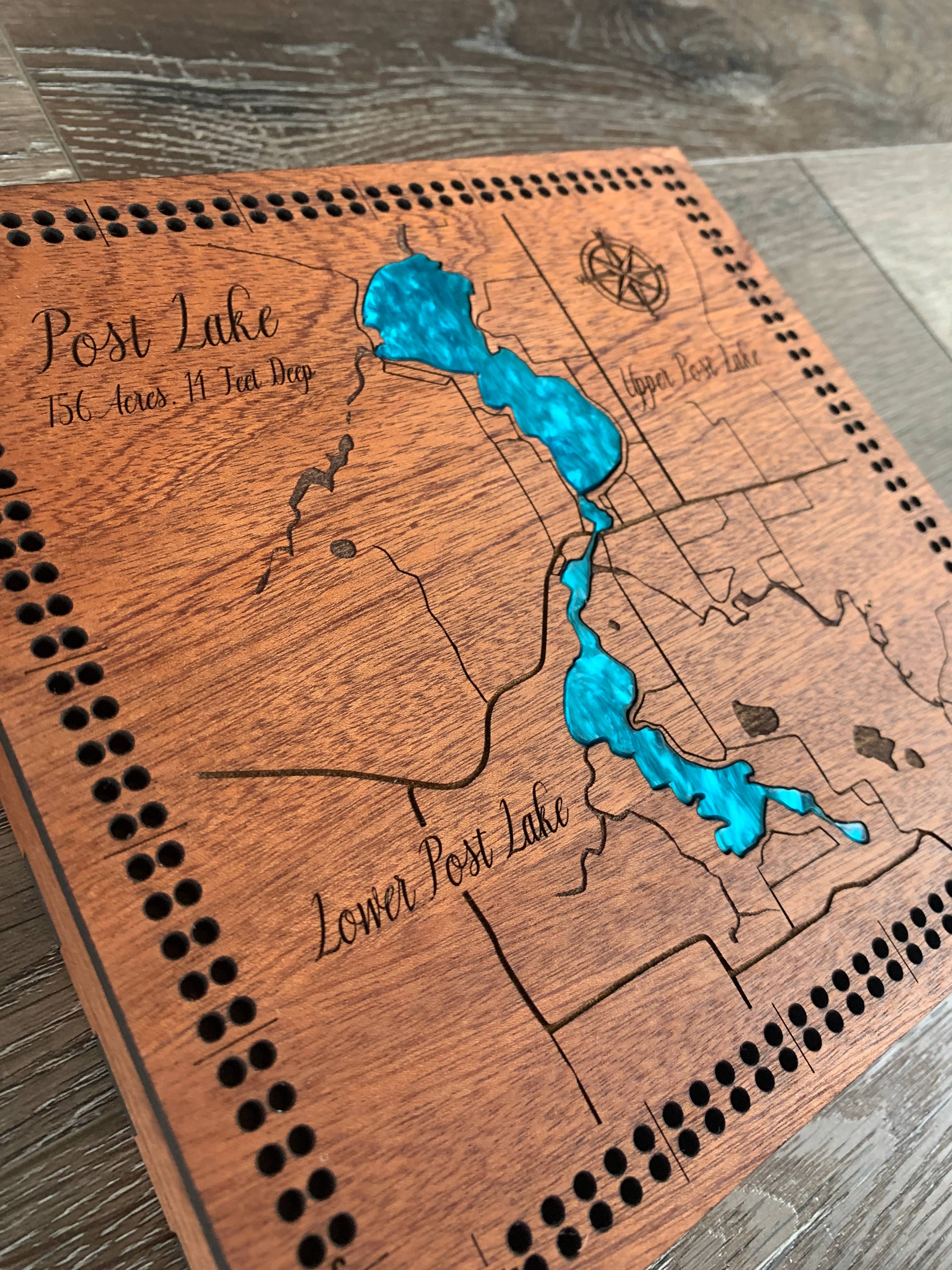 Custom Lake or City Cribbage Board: Lake and Streets / Print