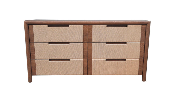 Corda - Solid Wood 6 Drawer Dresser - Brown/Natural