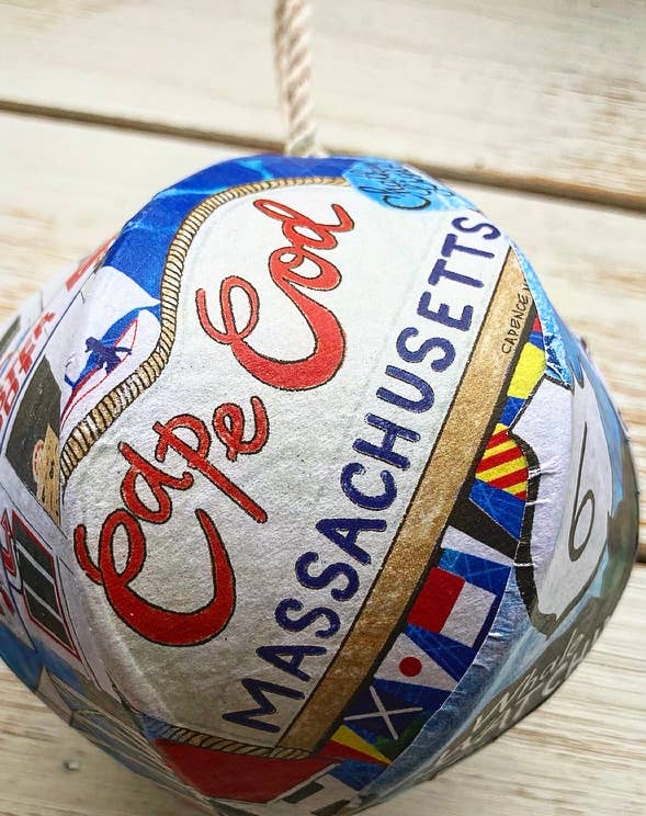 Hand-Drawn Cape Cod Handmade Mini-Globe- Custom Town Sign