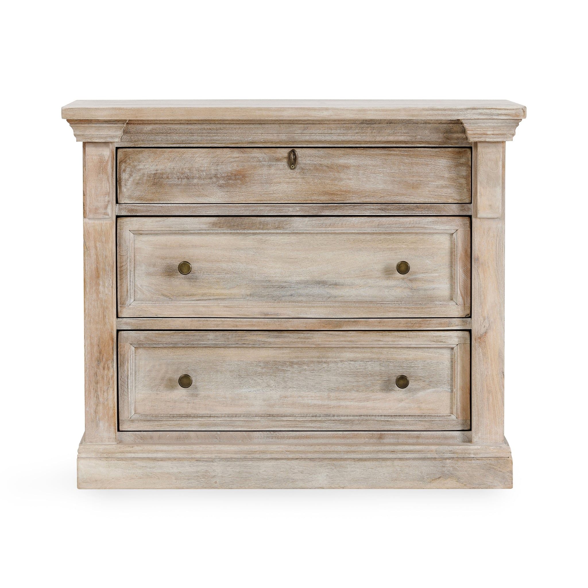 Adelaide - 3 Drawer Nightstand - Natural Cream Wash