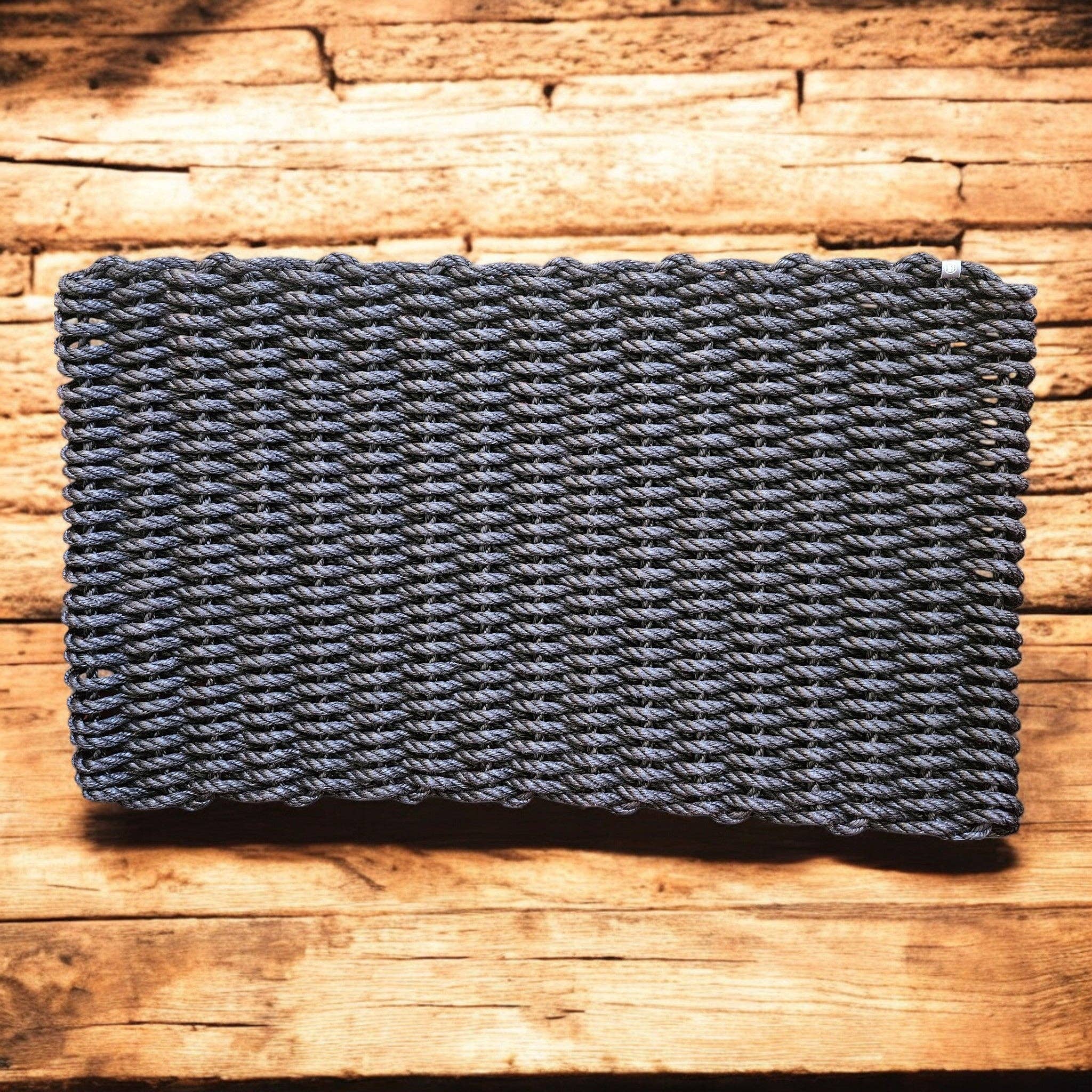 966 The "Original" Handcrafted Woven Maine Lobster Rope Door Mat, Solid Color Selections: Navy #805 / Small 18" x 30"