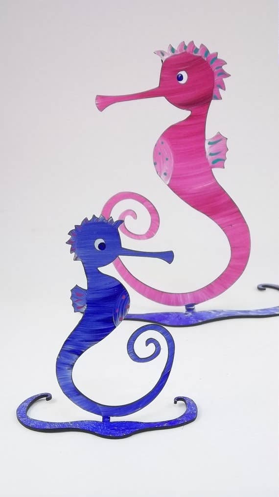 Seahorse Sculpture - Hand Painted - Small - Photo Holder