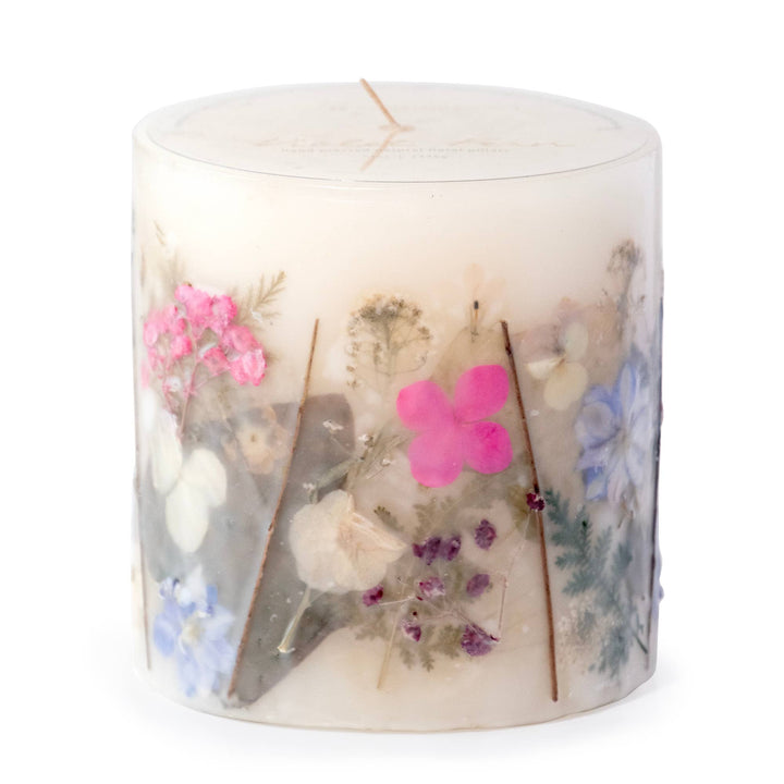 Violet Fern Pressed Flower Pillar Candle