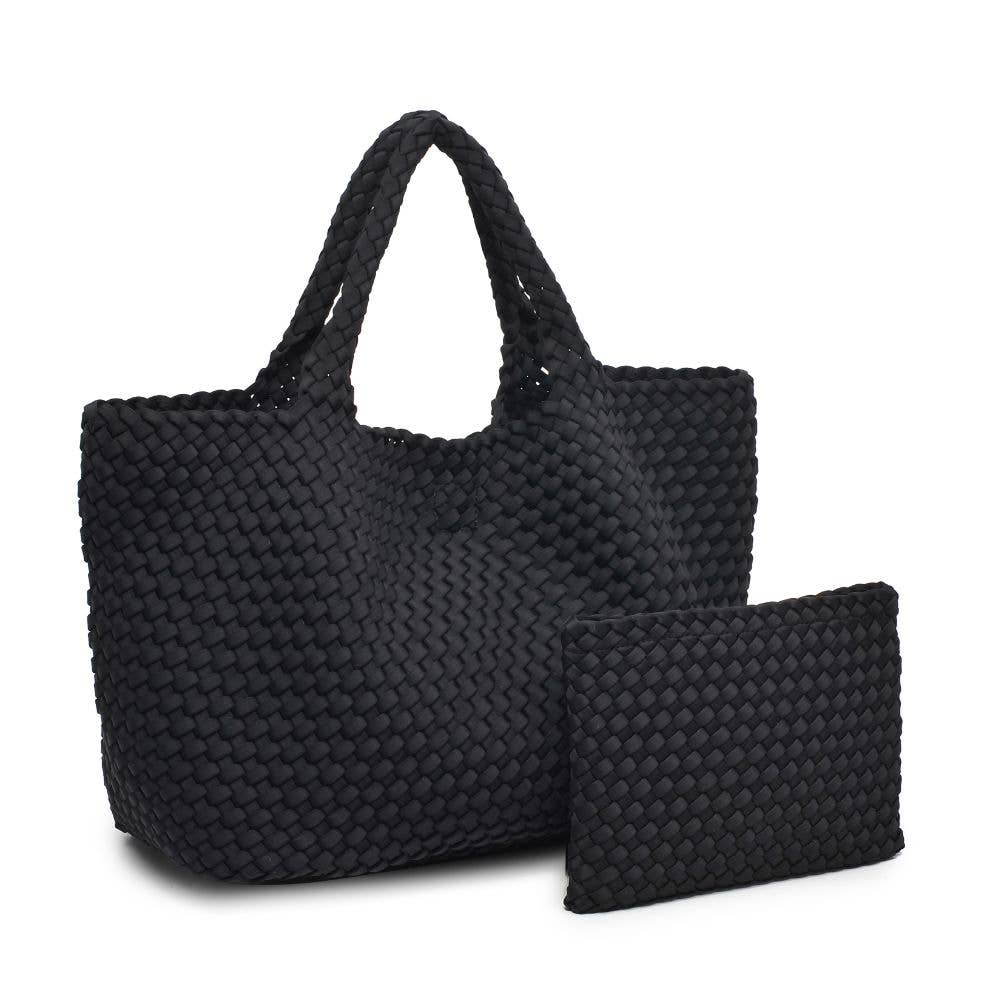 Sky's The Limit - Large Woven Neoprene Tote: Navy Nude