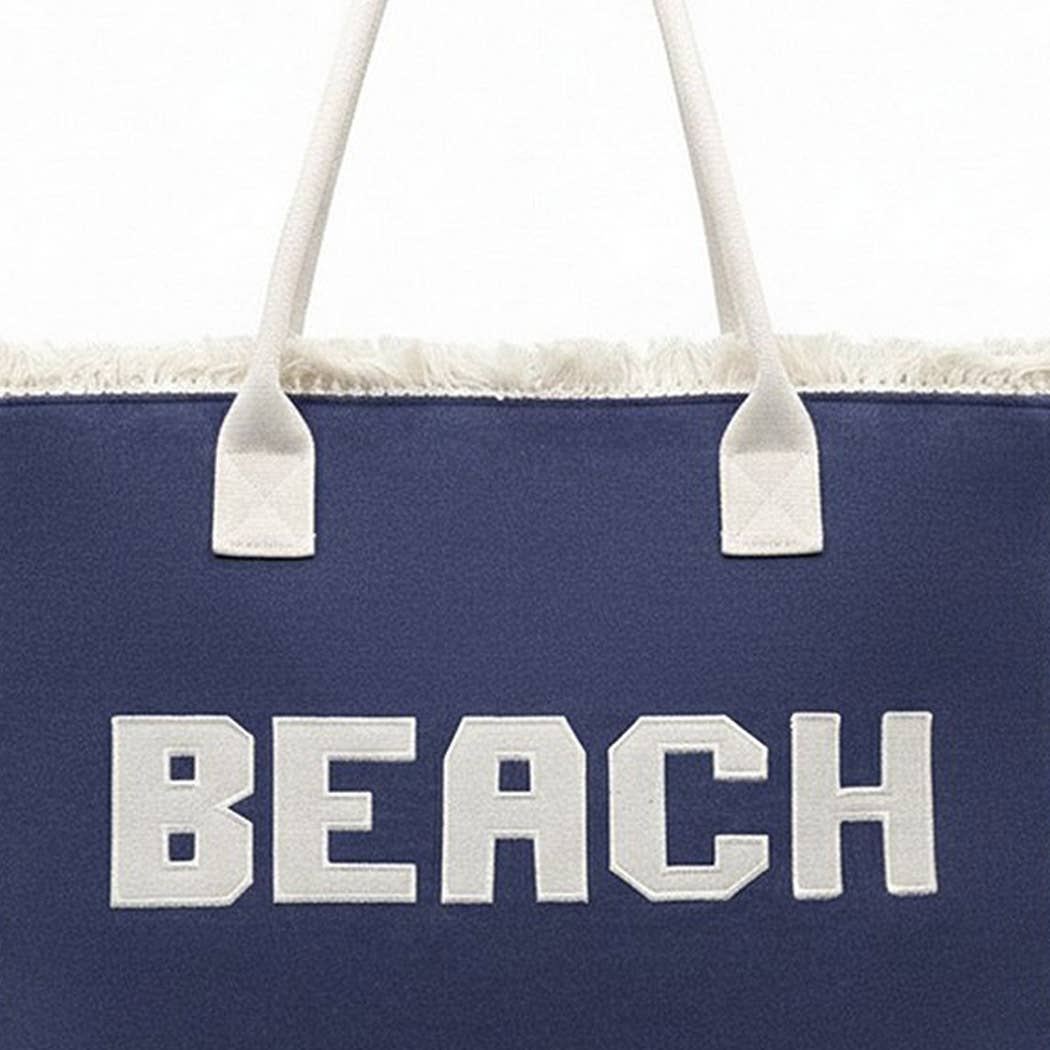 Embroidered Beach Letter Fringe Tote Bag