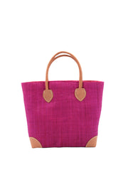 Augustine Straw Basket Bag - Three Sizes: Fuschia / Large