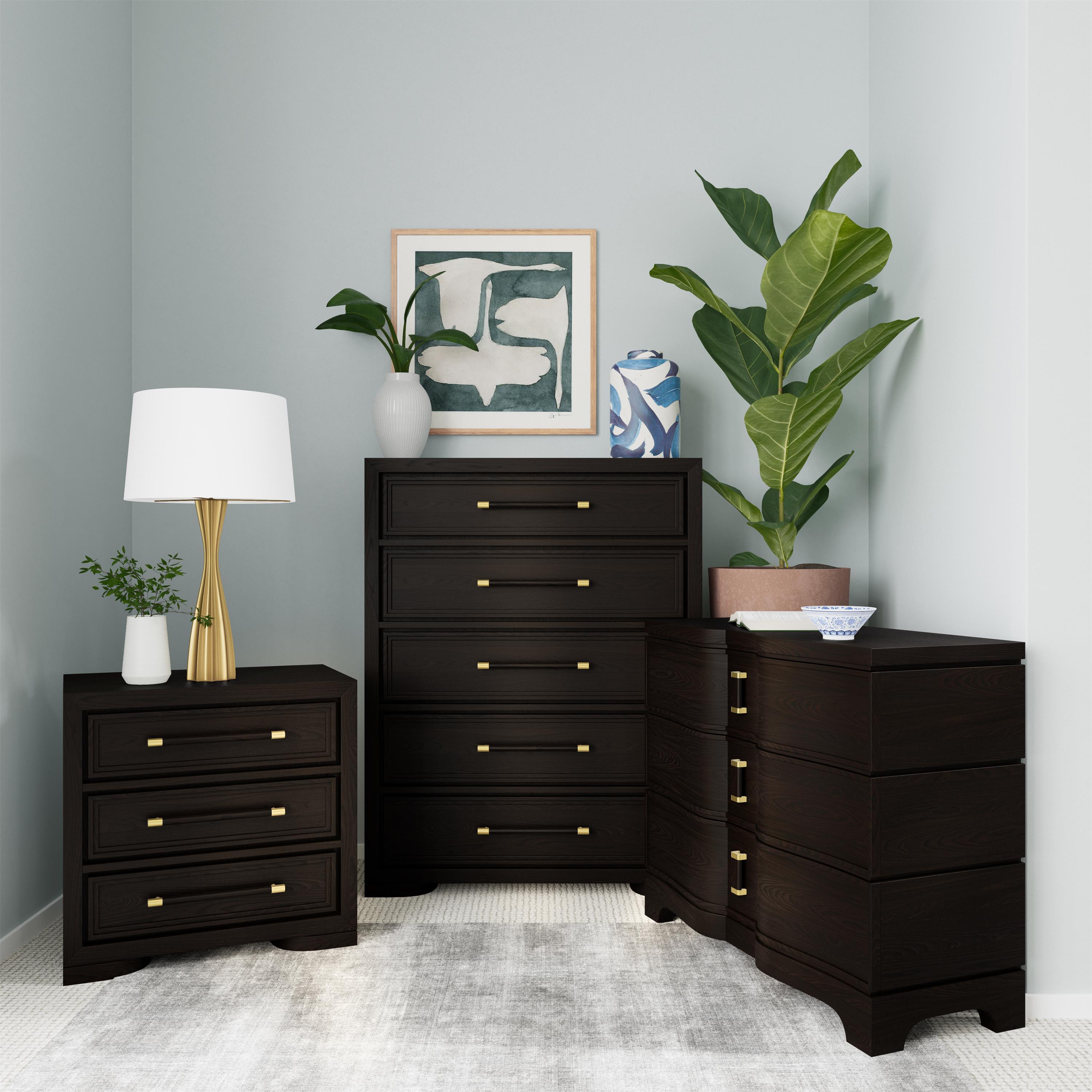 Lydia - 3 Drawer Nightstand - Dark Brown