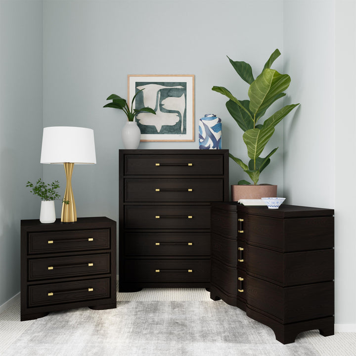 Lydia - Three Drawer Nightstand - Dark Brown