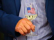 American Flag Jeweled Stemmed Wine Glass