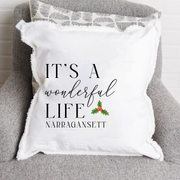 Personalized It's a Wonderful Life  Square Pillow: White