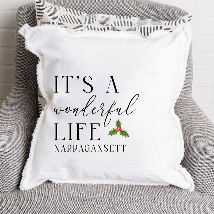 Personalized It's a Wonderful Life  Square Pillow: White