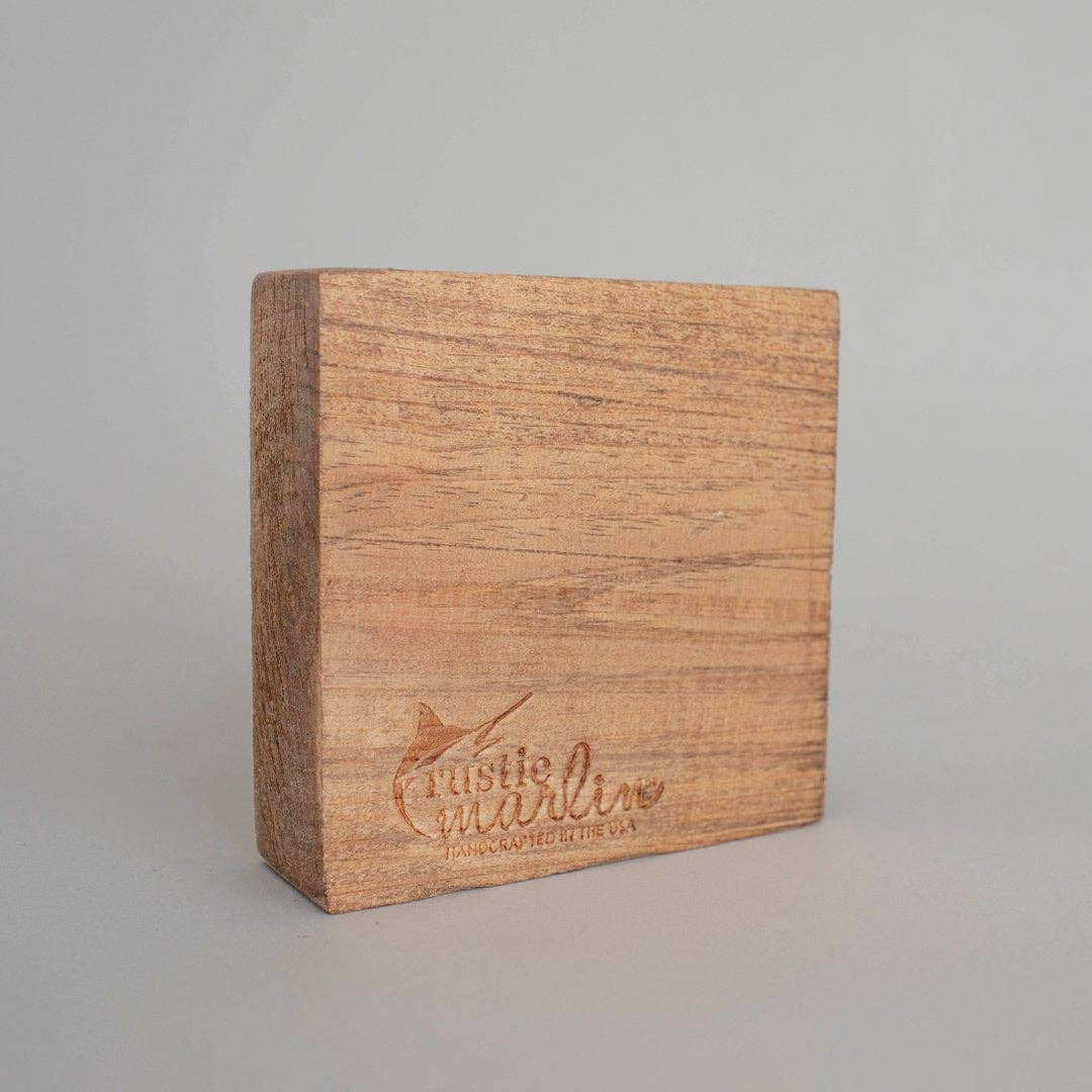 Compass Square Decorative Wooden Block