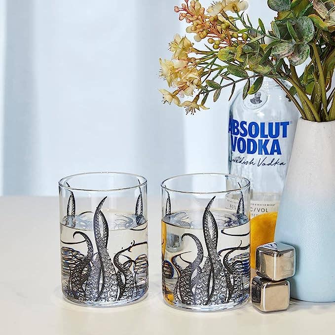 Octopus Tentacle Whiskey Glassware, Set of 2 | 9 OZ Handmade