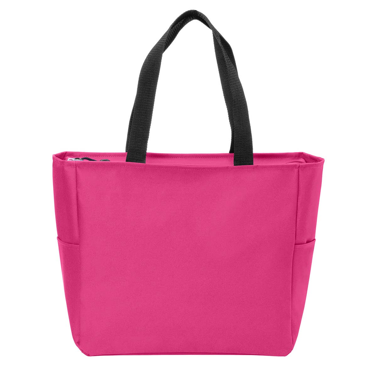 CUSTOM Small Business Tote Bag with Zipper and Side Pockets: Black