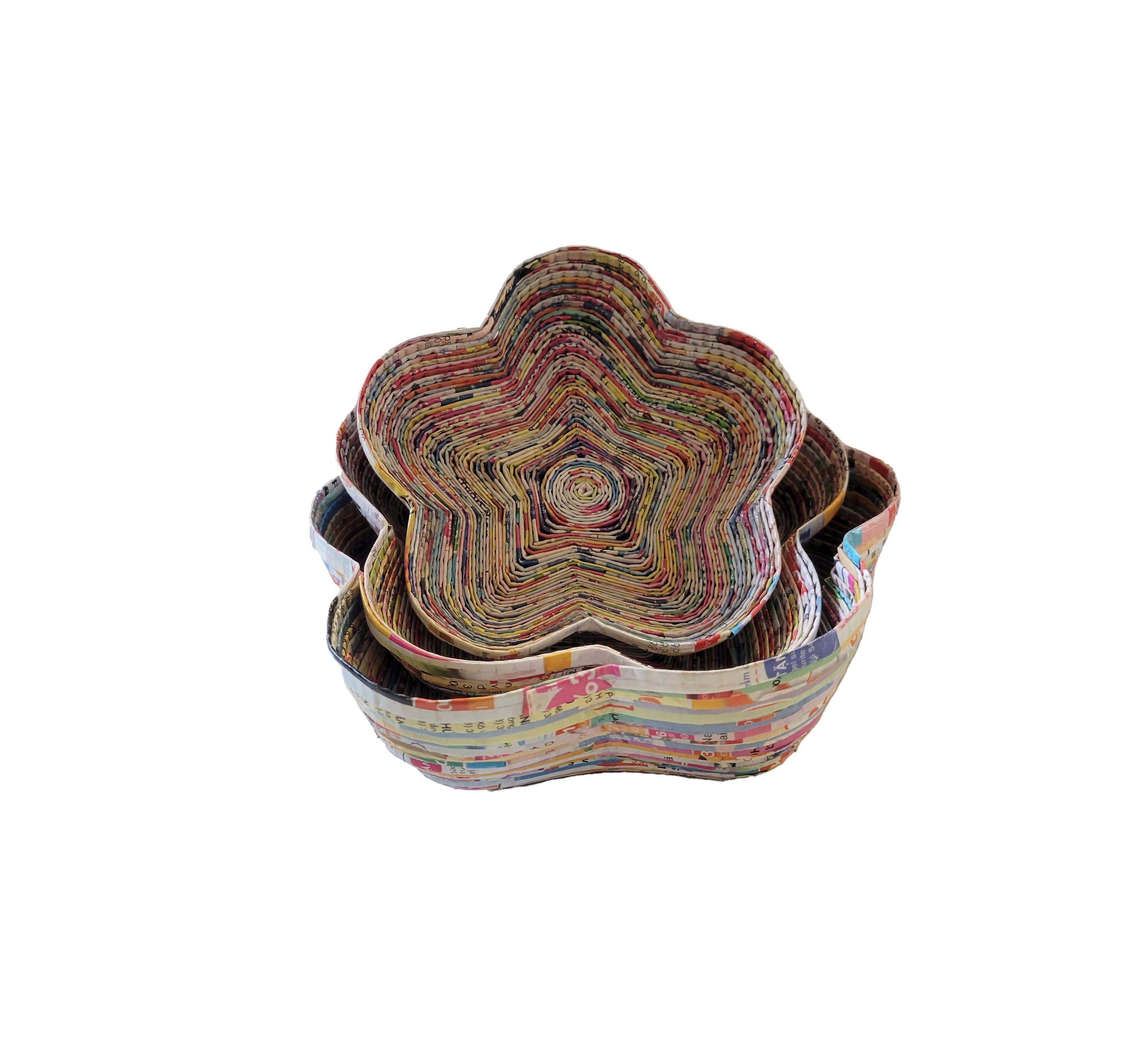Flower Dish - Set Of 3 - Recycled Paper: Single