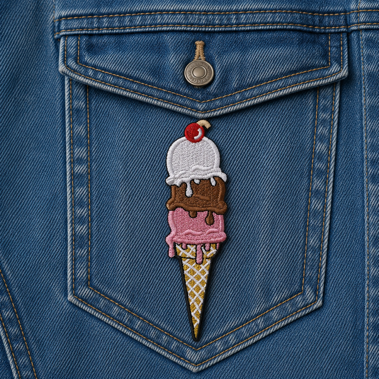 Triple Ice Cream Cone - Original Artwork " Patch – 1" x 3.7"