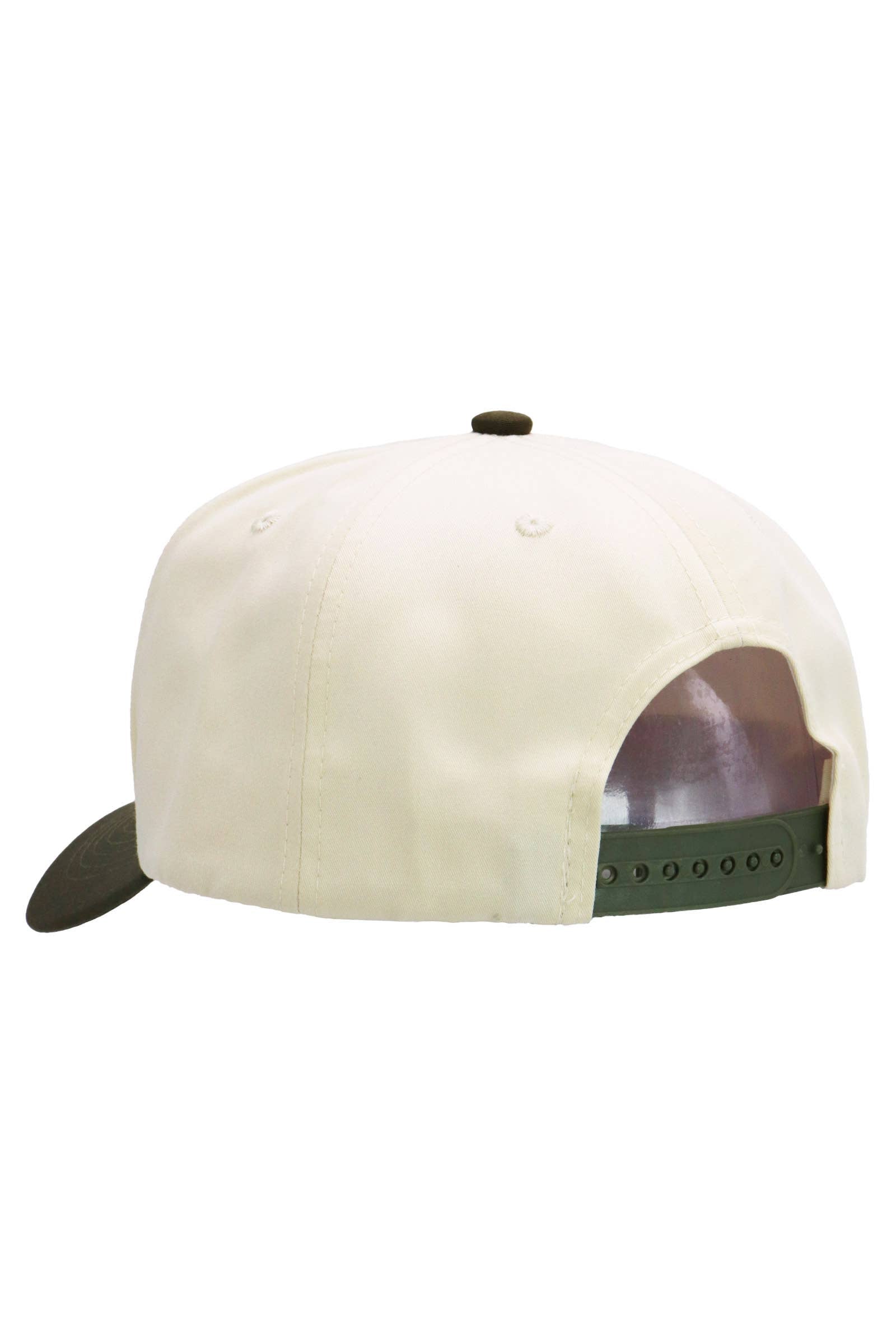 Two Tone Beige Upper Five Panel Baseball Cap: Beige/Black / One Size