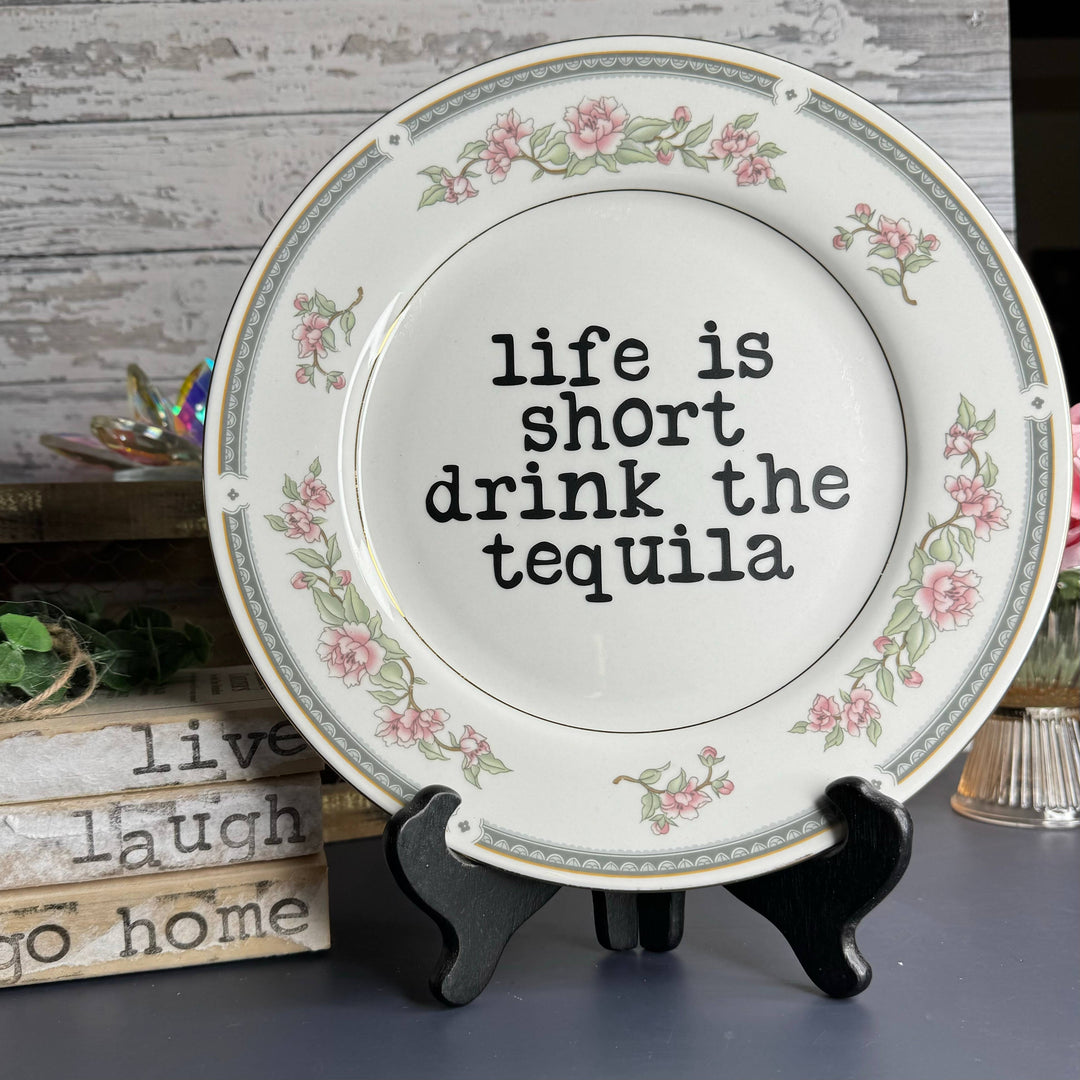 Upcycled Funny Plates, Drink the Tequila, Gift Shop, Tourist