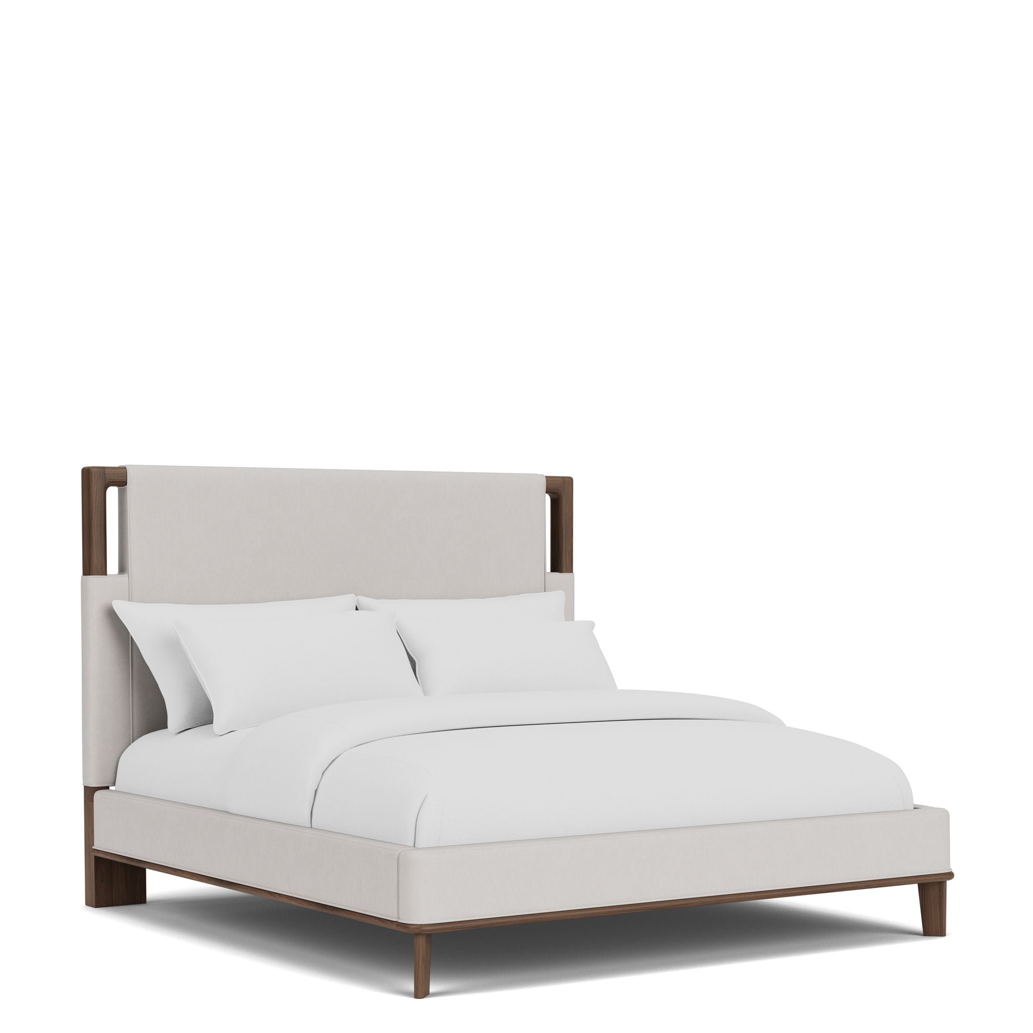 Delia - King Upholstered Bed - Nouveau Walnut / Beige