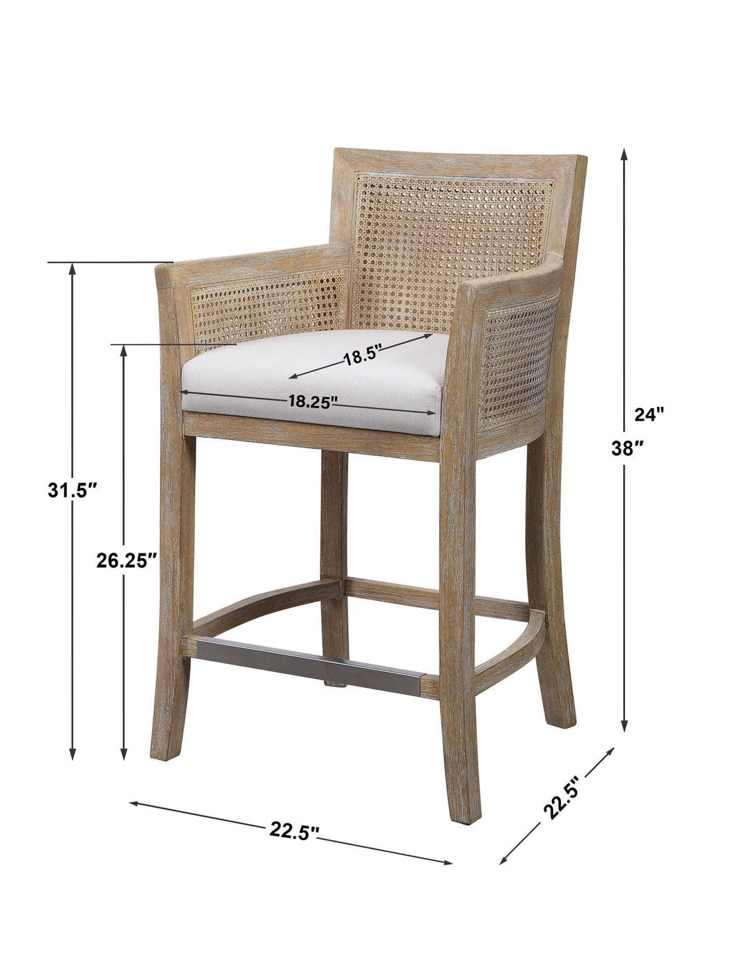 Encore - Counter Stool, Natural - White & Light Brown