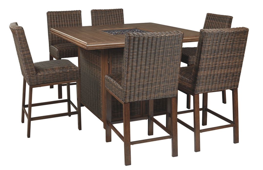 Paradise Trail - Medium Brown - Square Bar Table w/Fire Pit