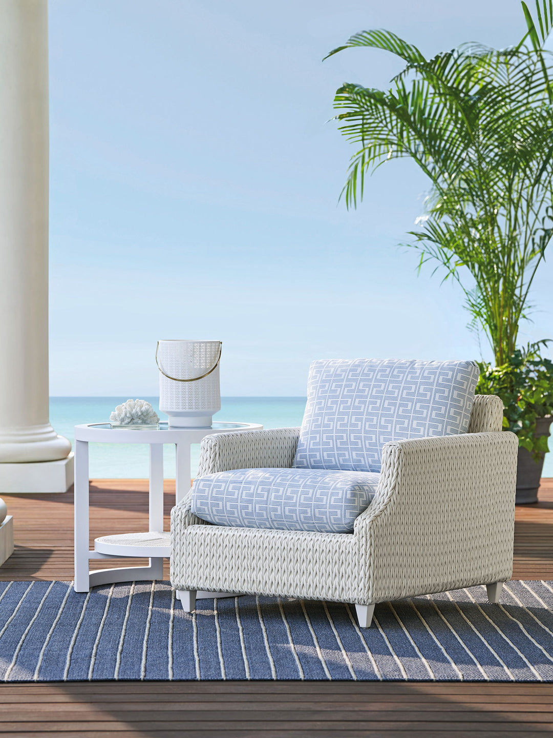 Ocean Breeze Promenade - Round End Table - White