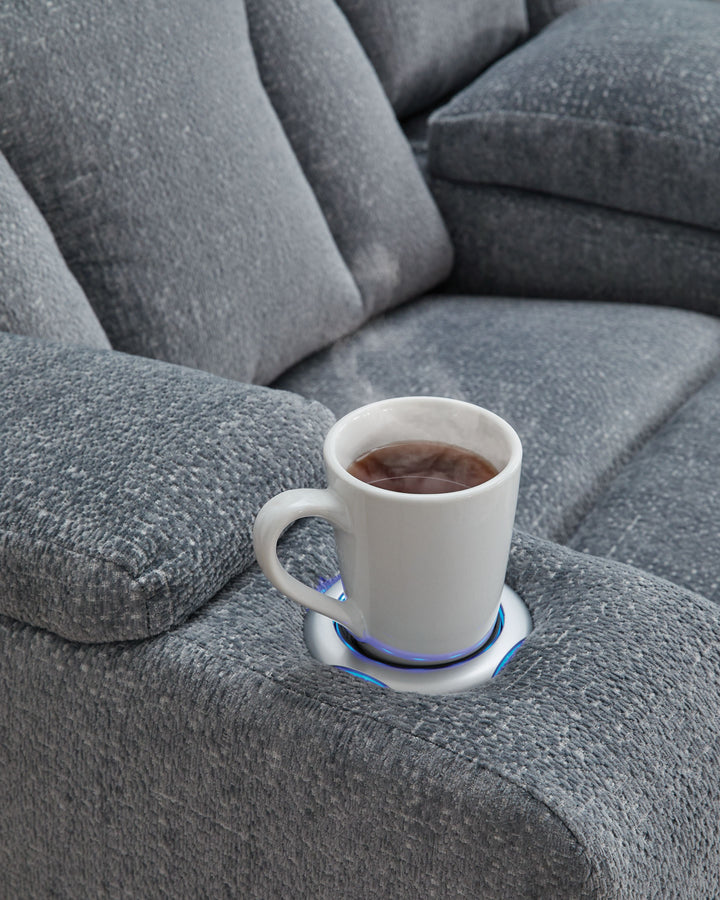 Studio Cave - Steel - Power Reclining Loveseat with Console