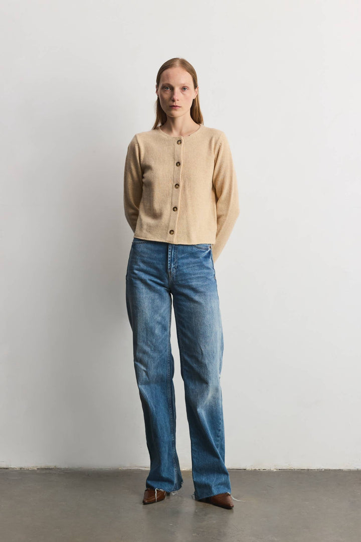 The Molly Cardigan | Lightweight Cropped Cardigan: LIGHT BLUE / LARGE