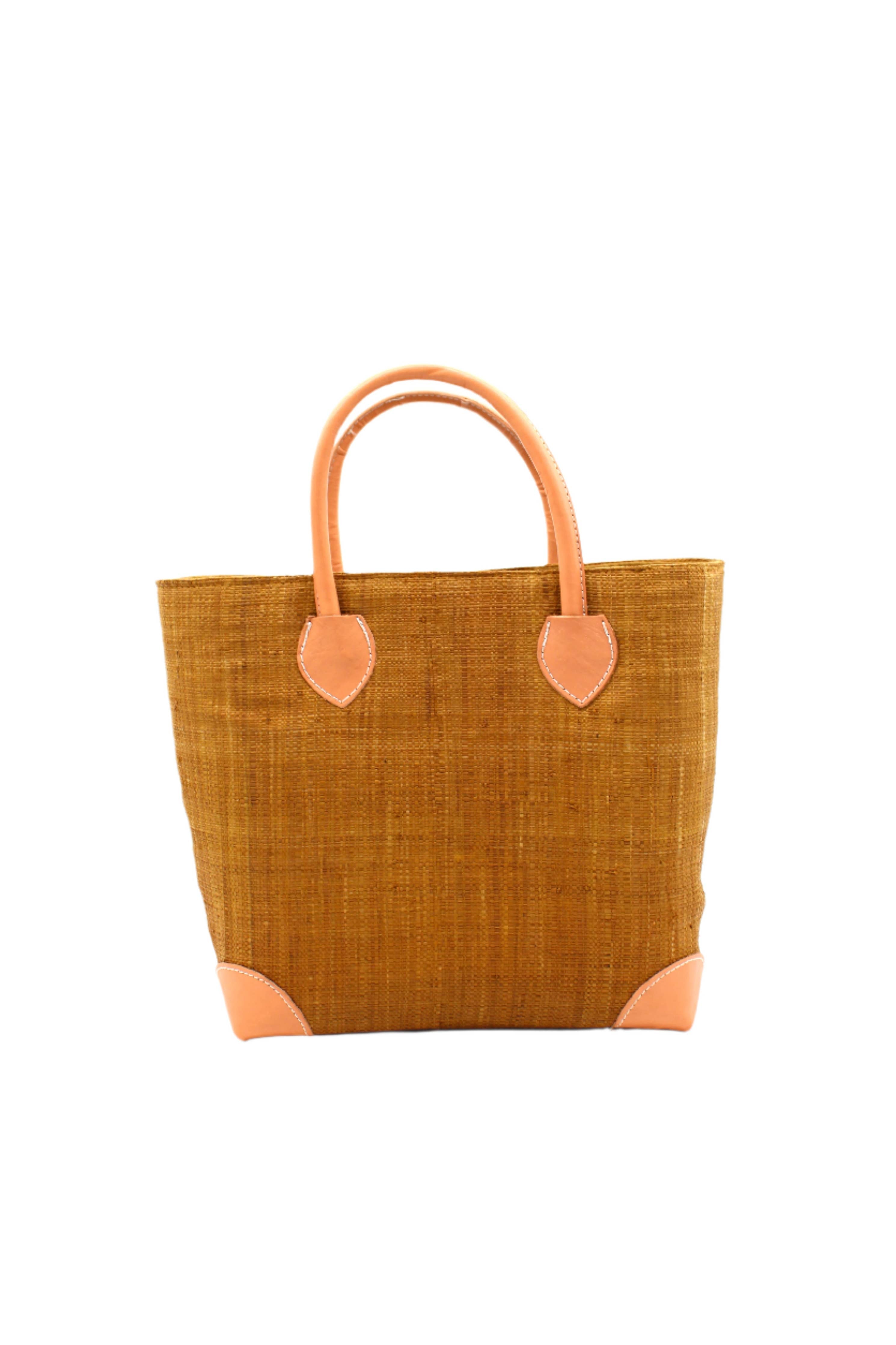 Augustine Straw Basket Bag - Three Sizes: Coral / Large