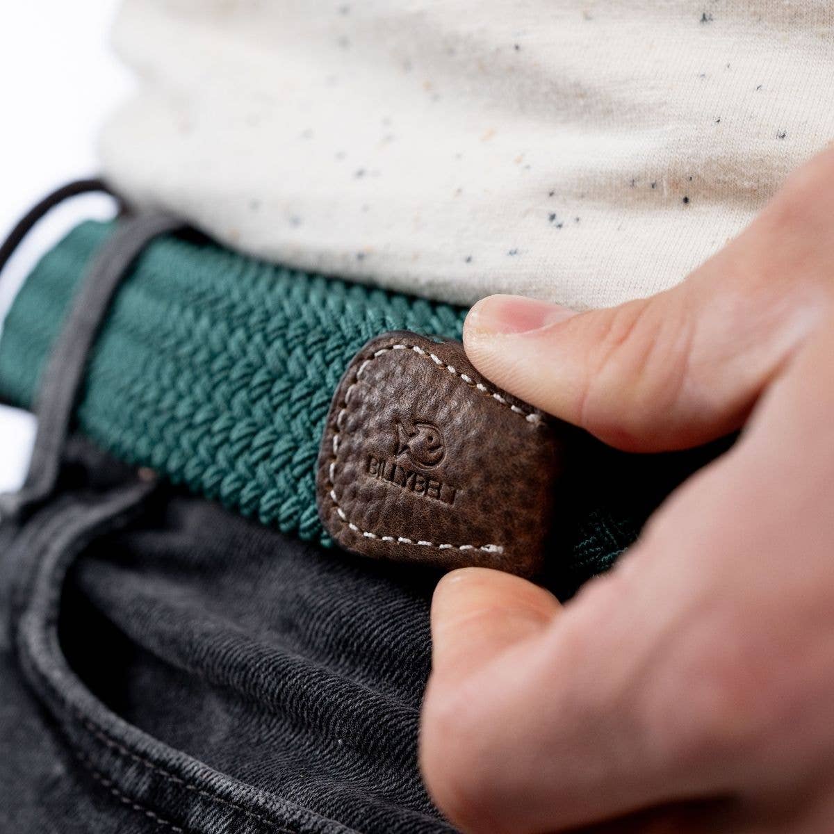 Green pine elastic braided belt: Size 1