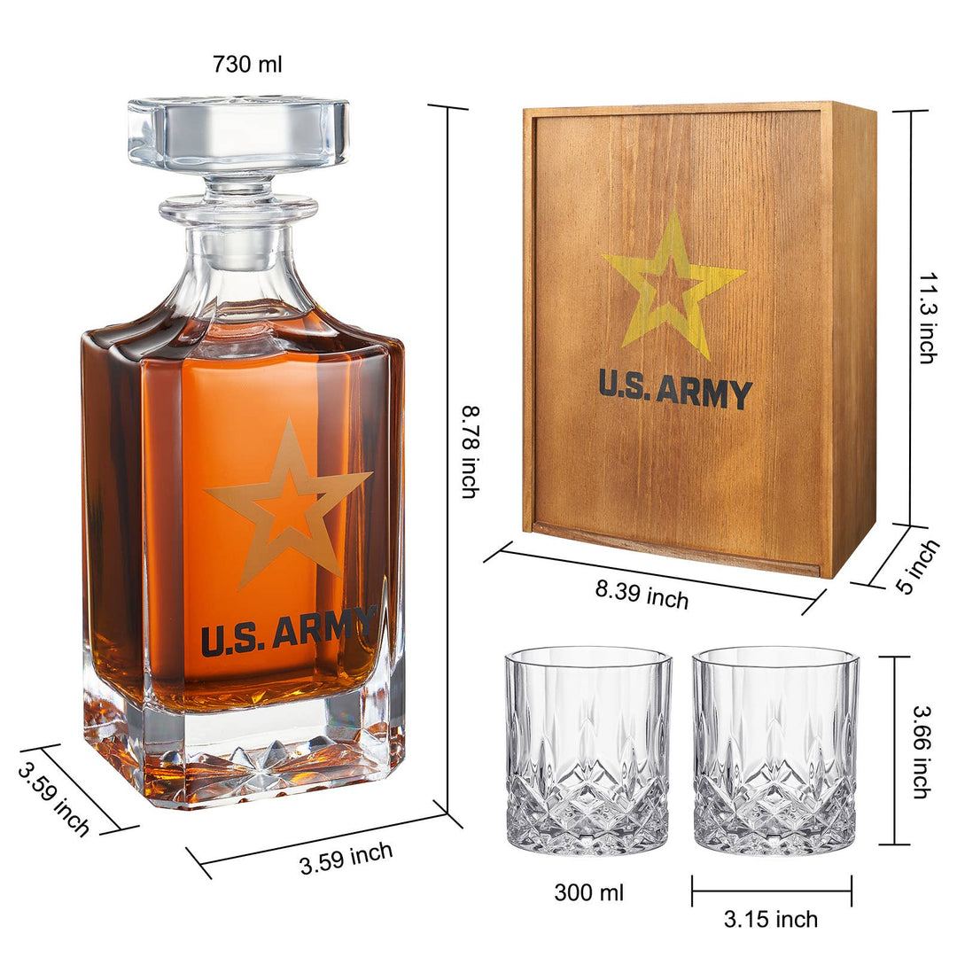 Army Whiskey Decanter Gift Set | 730mL Decanter 2 Glasses