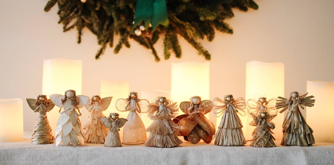 3" Mini Angel Ornament w/Gumon Petals (Ecru/Gold)
