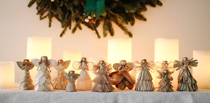 3" Mini Angel Ornament w/Gumon Petals (Ecru/Gold)