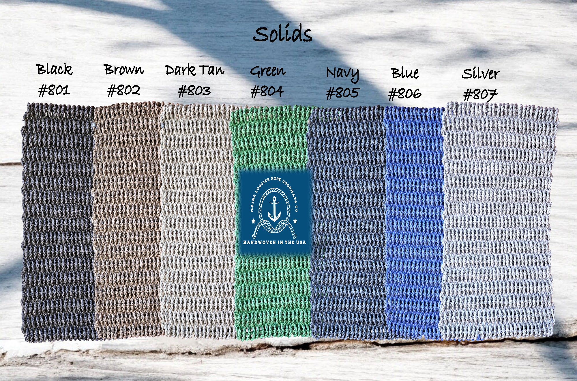 966 The "Original" Handcrafted Woven Maine Lobster Rope Door Mat, Solid Color Selections: Navy #805 / Small 18" x 30"