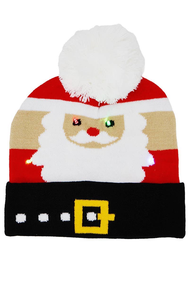 Big Kids Christmas Led Light-up Single Pom Beanie: ASSORTED / ONE SIZE
