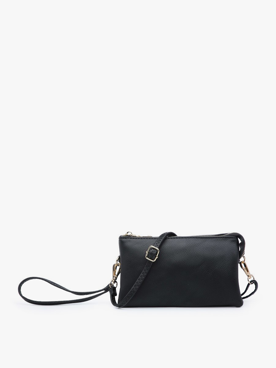 M013 Riley Monogrammable 3 Compartment Crossbody/Wristlet: Dark Rose
